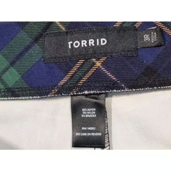 Torrid Tartan Plaid Pants Women Sz 3R Multicolor Straight Leg Workwear Boho - Picture 5 of 5